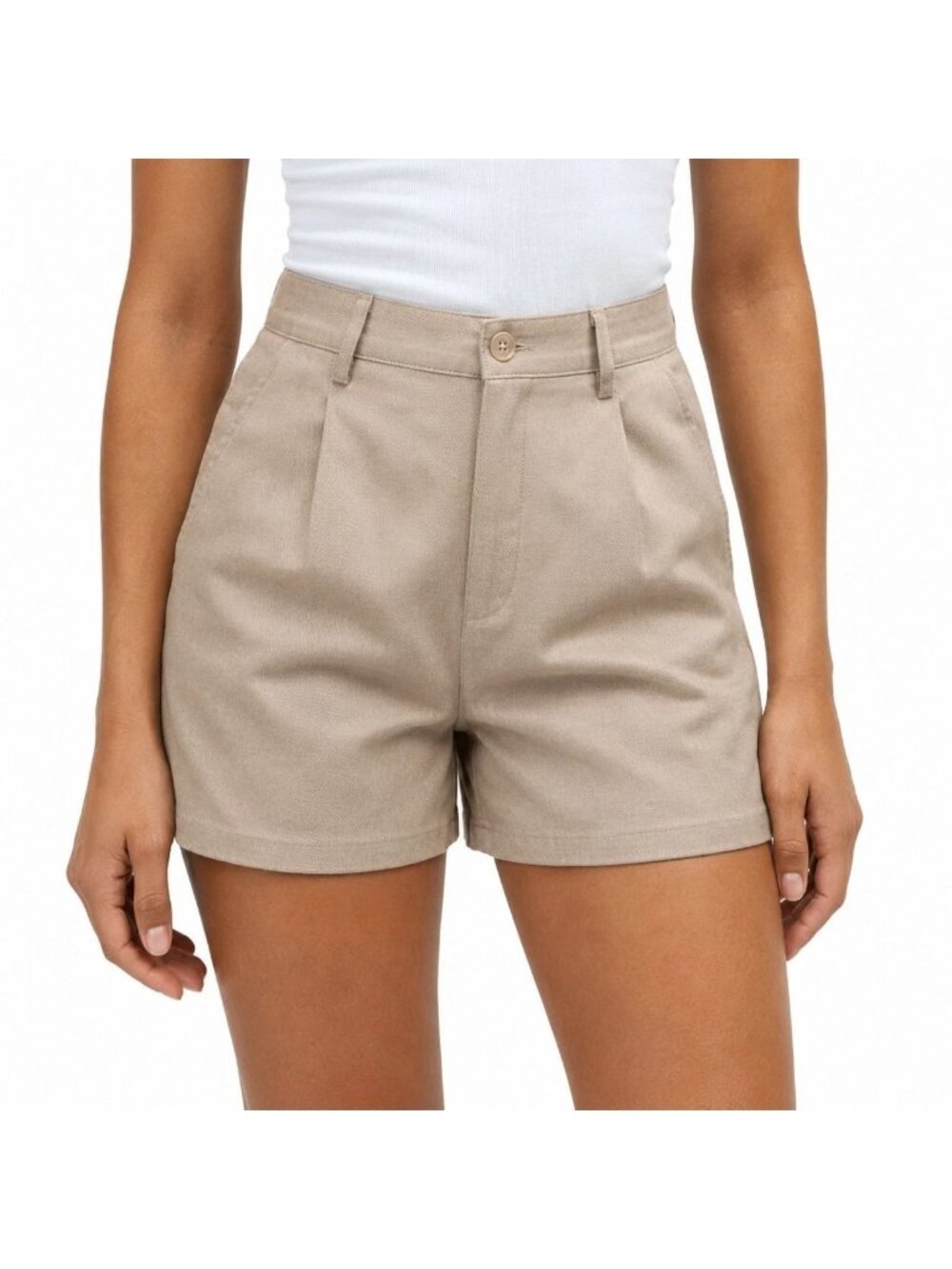 Jachs Girlfriend High Waist Pleated Shorts Tan Size 8 Inseam 4.5 Inches Womens